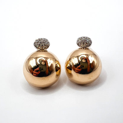 "Elsie" Large Pave Diamond Button Earrings in 14K Yellow Gold