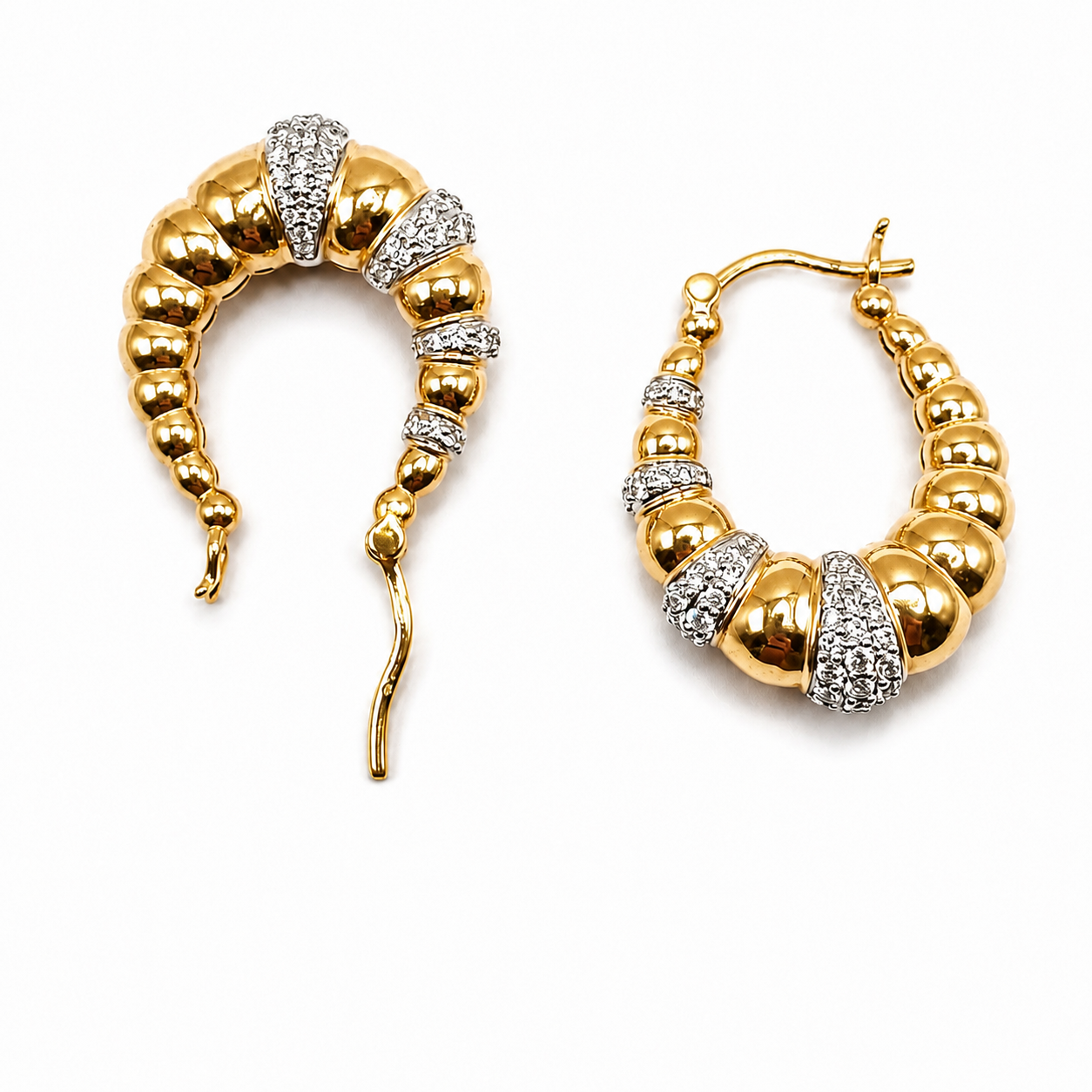 "Alexandra" 18k Gold Hoop Earrings with Diamonds