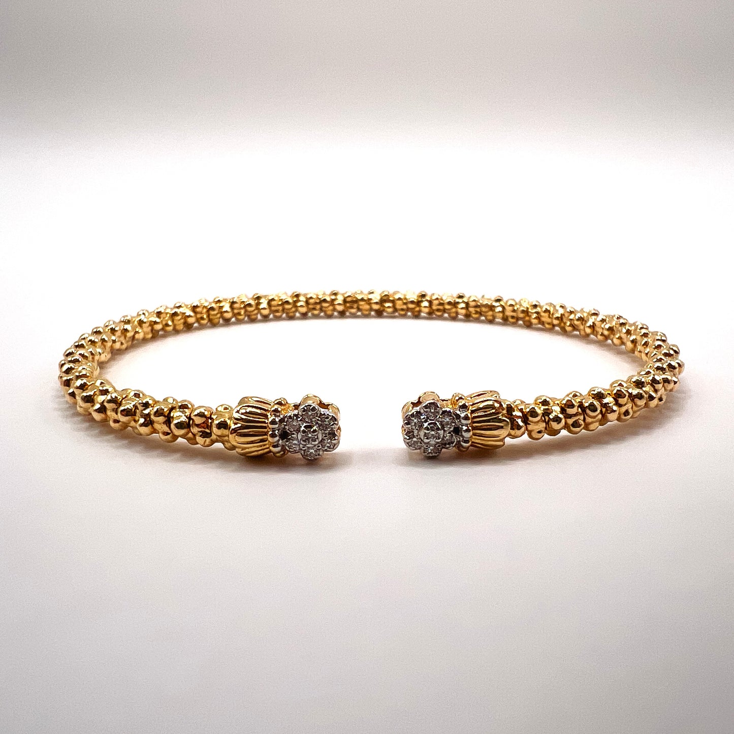 Vahan - 14K Yellow Gold Cuff Bracelet with Clover Diamonds