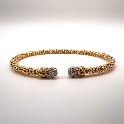 Vahan - 14K Yellow Gold Cuff Bracelet with Clover Diamonds
