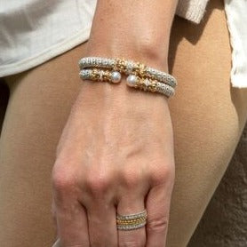 Vahan - 14K Gold & Sterling Silver Bracelet with Diamond Band