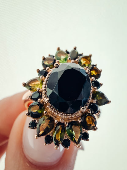 FERN - Green Tourmaline & Onyx Ring