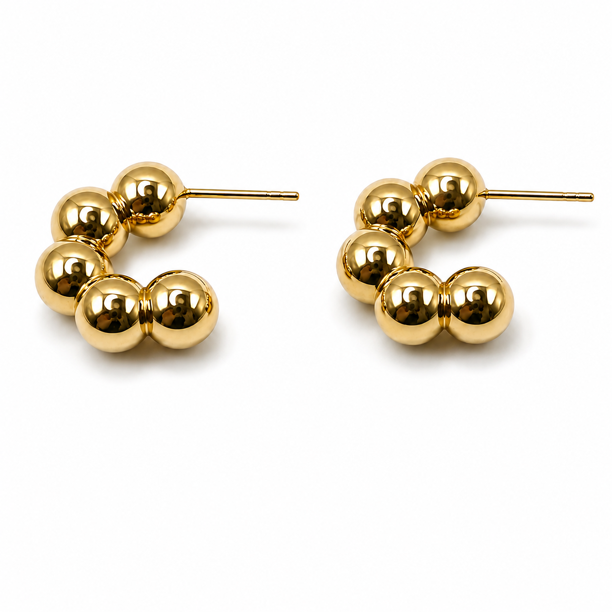 "Zenya" 14K Yellow Gold Beaded Earrings