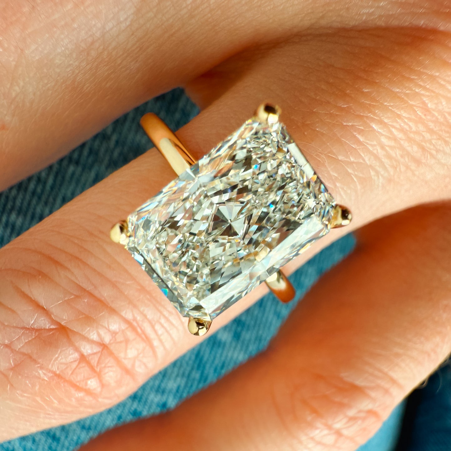 Luna Engagement Ring - 3.77ct Radiant Lab-Grown Diamond in 14K Gold