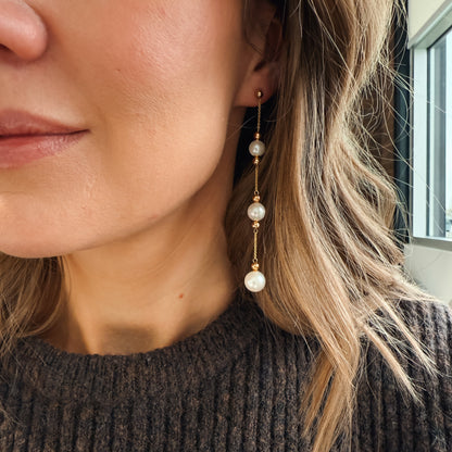 14K Pearl Drop Earrings