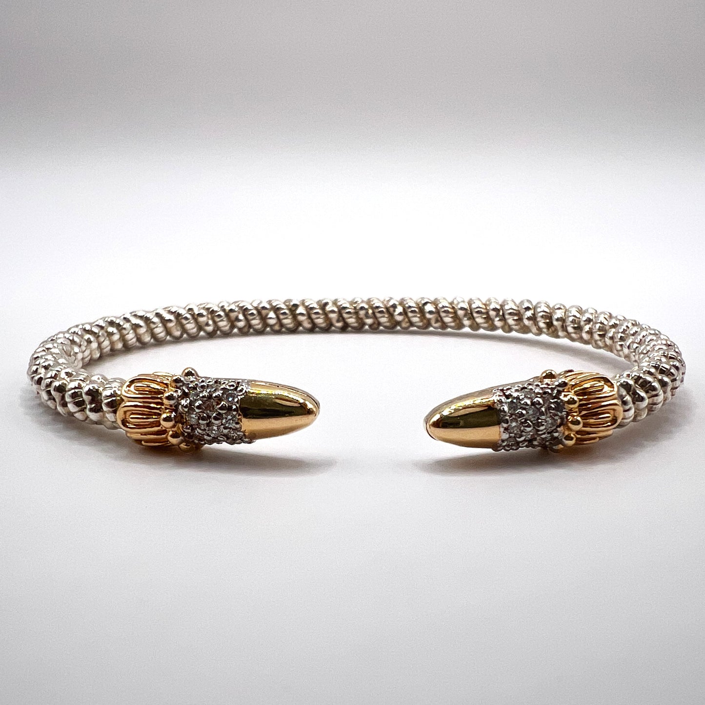 Vahan - 14K Gold & Sterling Silver Cuff Bracelet with Diamonds