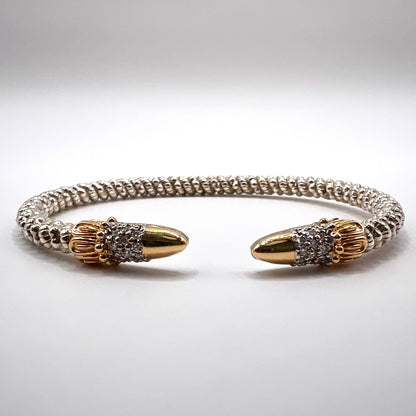 Vahan - 14K Gold & Sterling Silver Cuff Bracelet with Diamonds