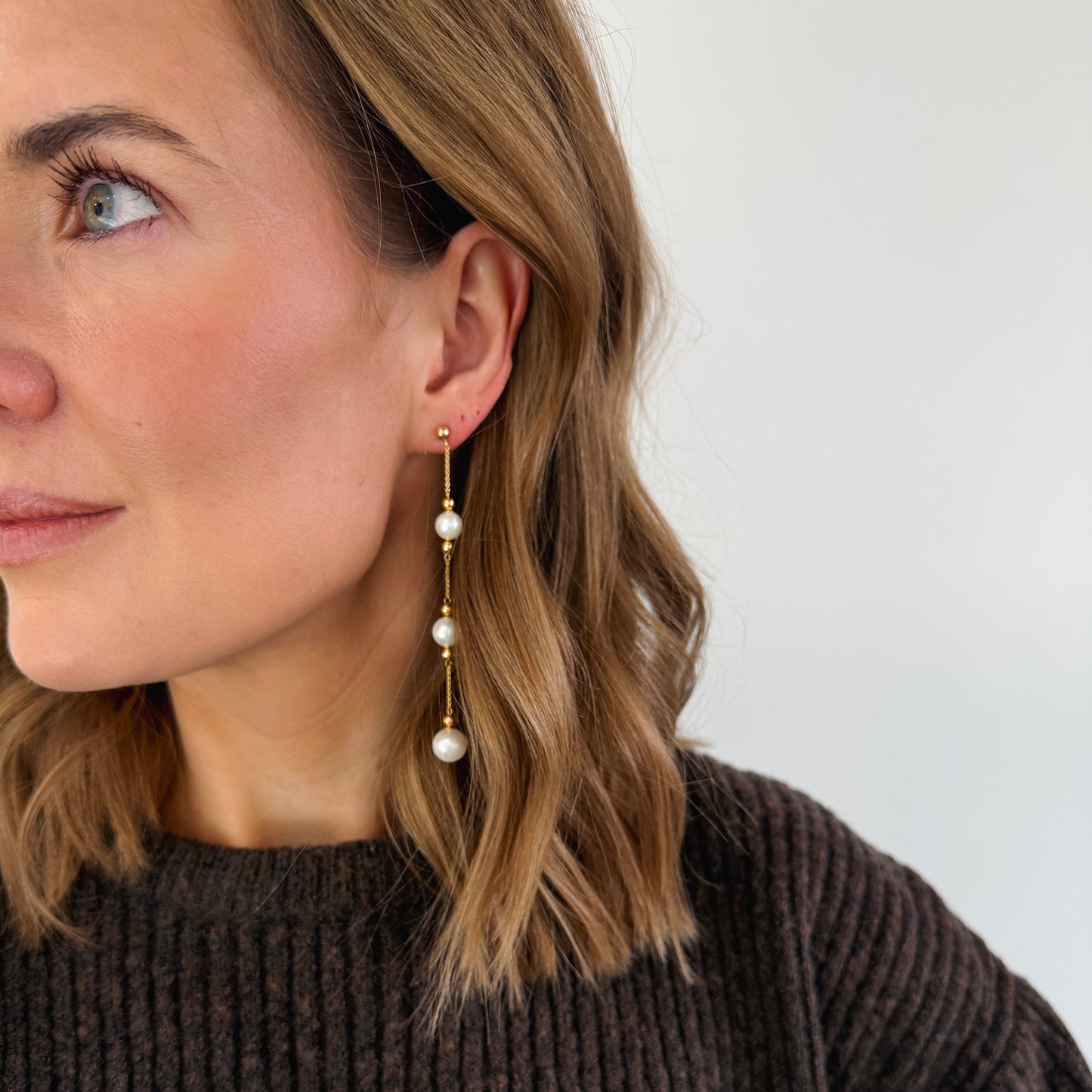 14K Pearl Drop Earrings