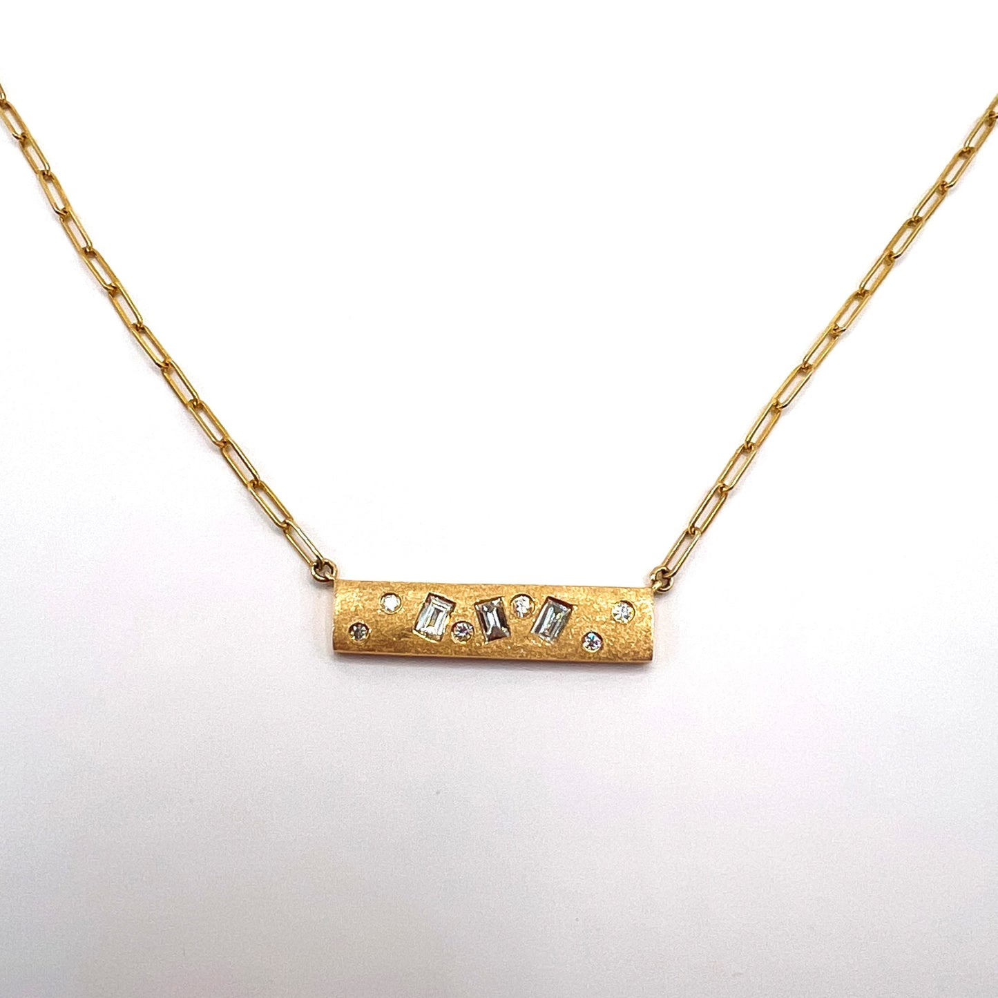 DILAMANI - Diamond Bar Paperclip Necklace