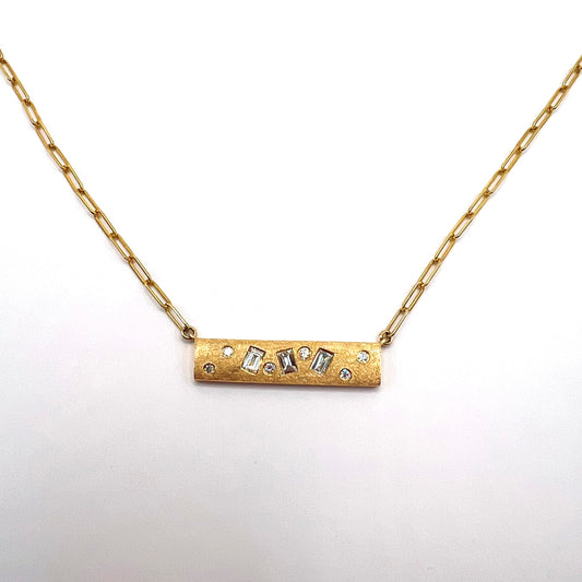 DILAMANI - Diamond Bar Paperclip Necklace