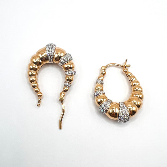 "Alexandra" 18k Gold Hoop Earrings with Diamonds
