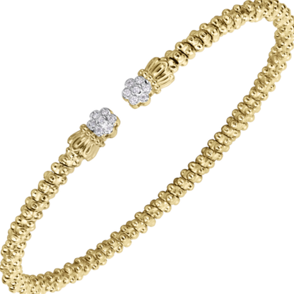 Vahan - 14K Yellow Gold Cuff Bracelet with Clover Diamonds