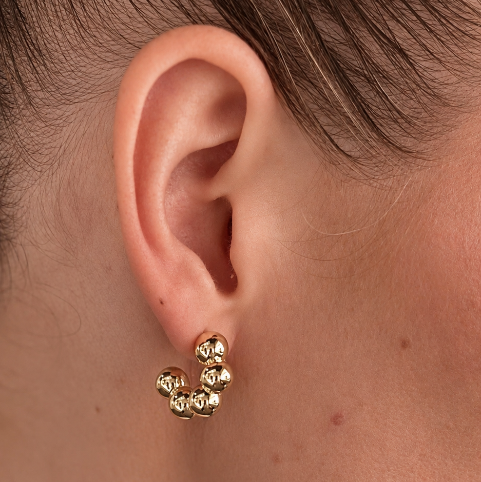 "Zenya" 14K Yellow Gold Beaded Earrings