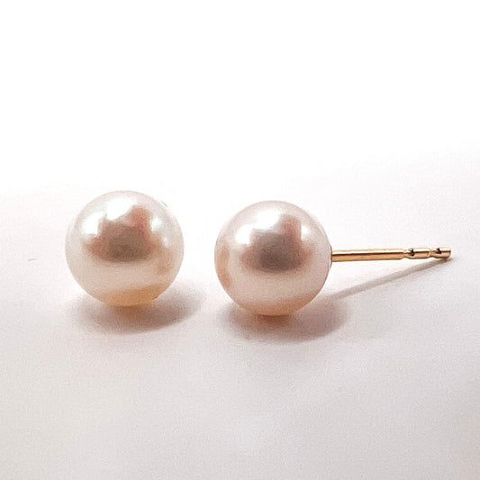 "Lydian" 5.5mm Akoya Pearl Earrings in 14K Gold