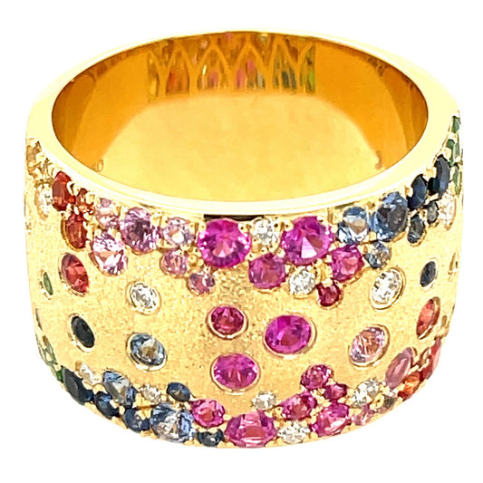DILAMANI - Rainbow Sapphire & Diamond Cigar Ring