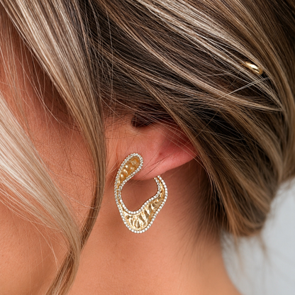 CLARTÉ - "Whitney"  14k Yellow Gold Diamond Hoop Earrings