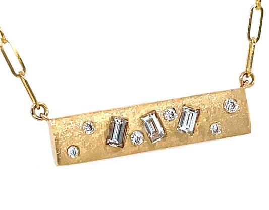 DILAMANI - Diamond Bar Paperclip Necklace