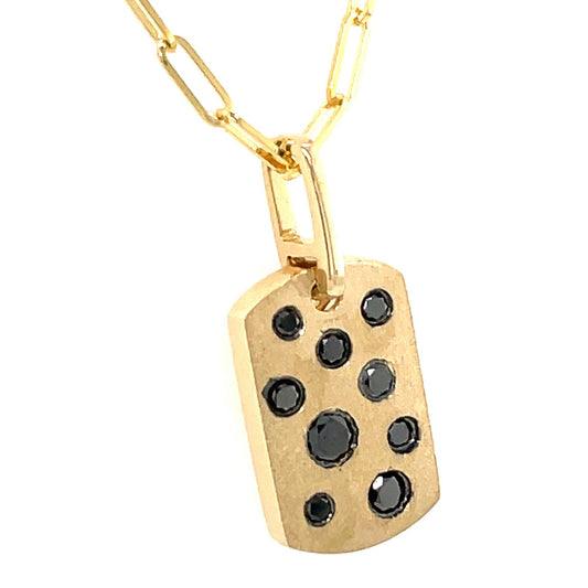 DILAMANI - Black Diamond Dog Tag Paperclip Necklace
