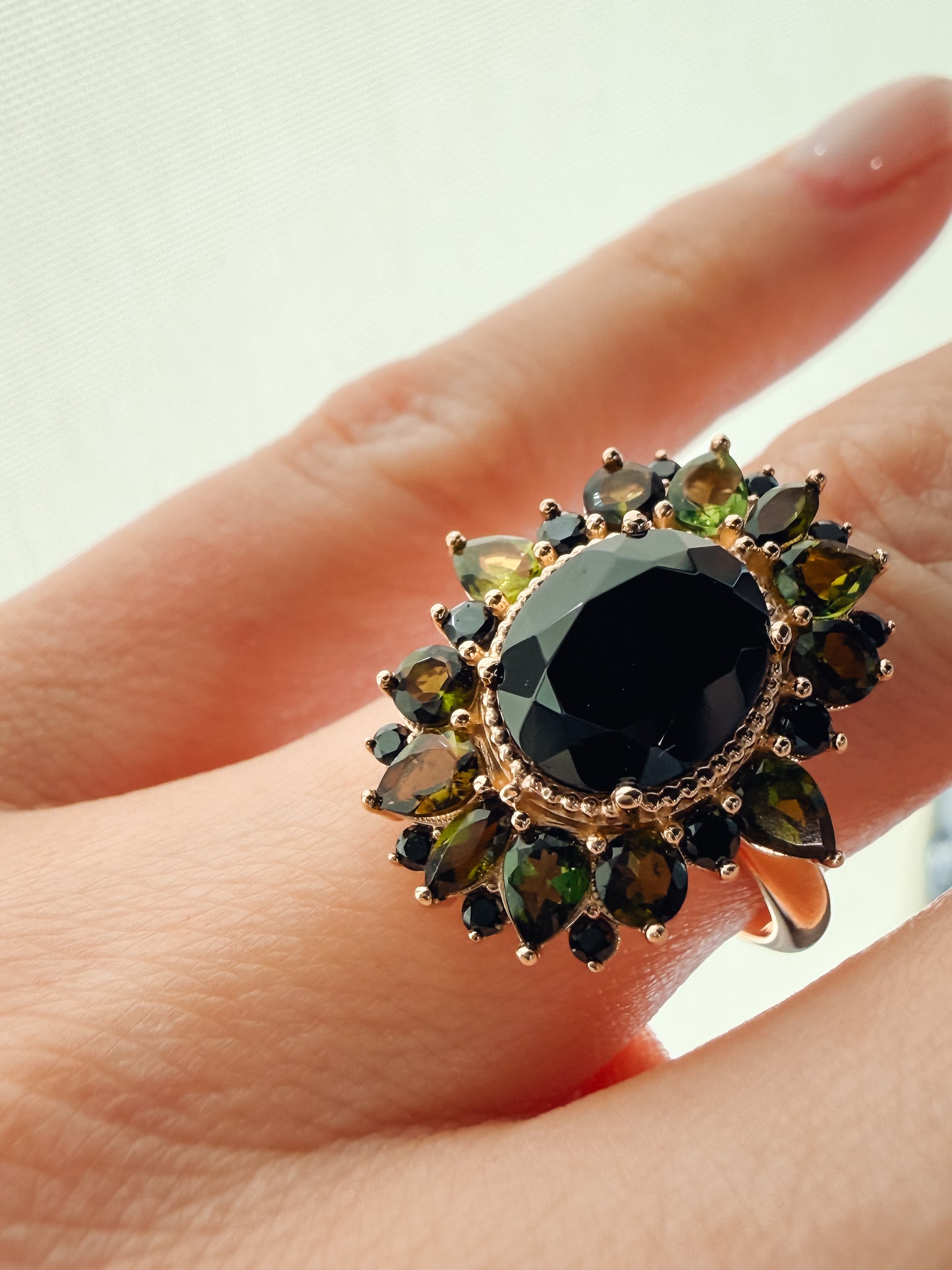 FERN - Green Tourmaline & Onyx Ring