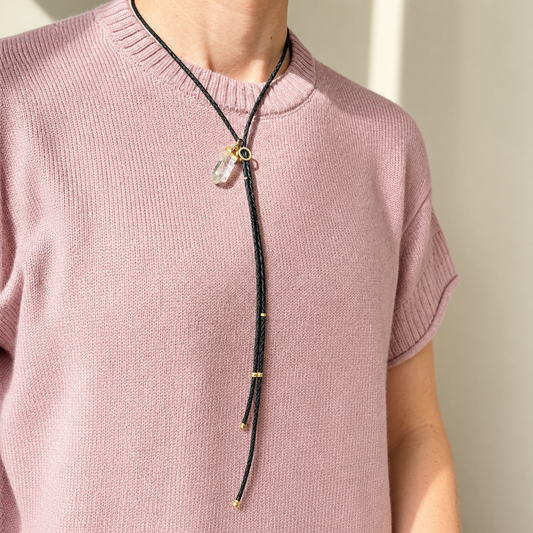 CANDY BLACK LICORICE Braided Bolo Leather Necklace