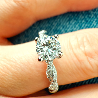 Gabriel "Nia" Engagement Ring - 0.66ct Lab-Grown Round Diamond in 14K White Gold