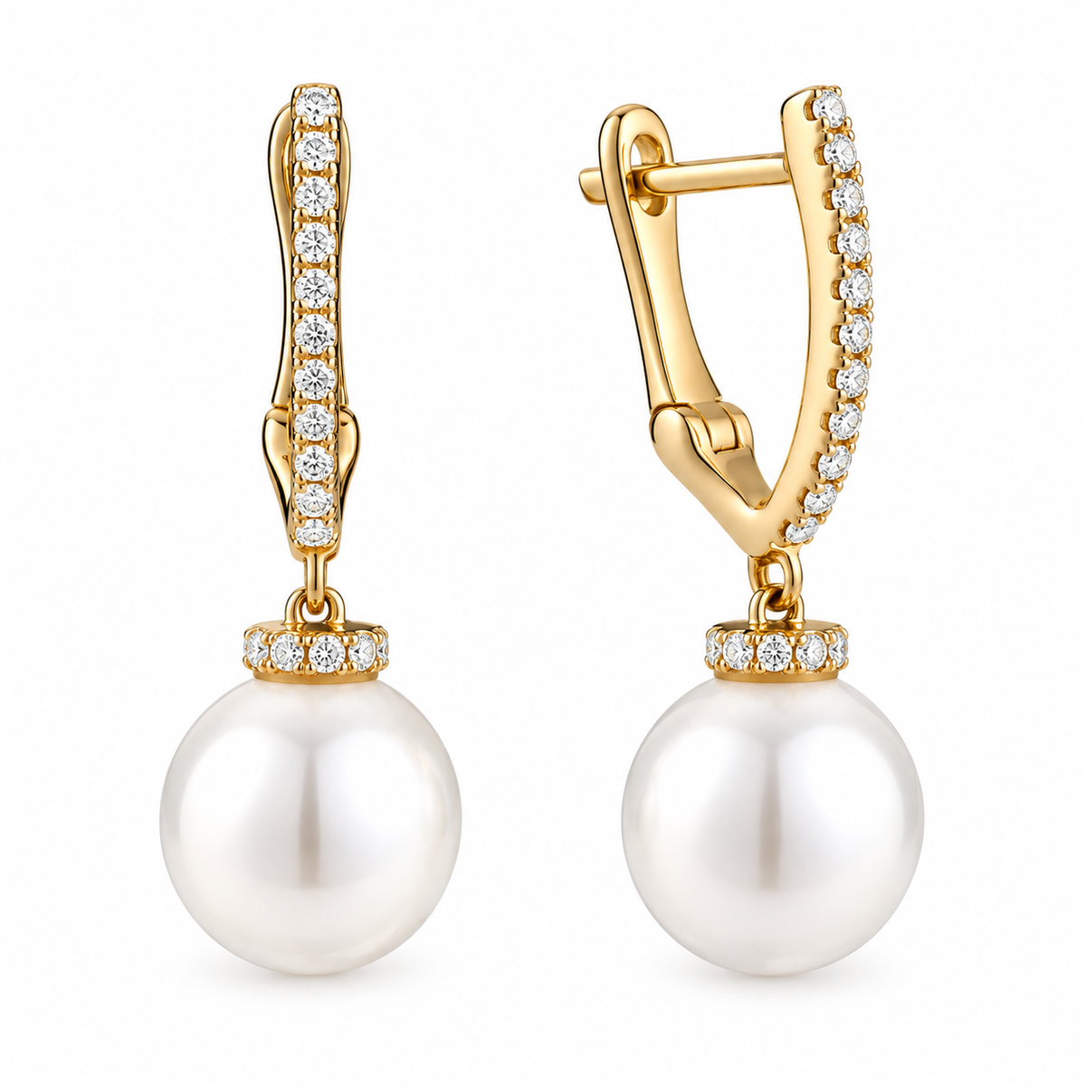 Pearl Hoops 8mm MV-Shape Earrings