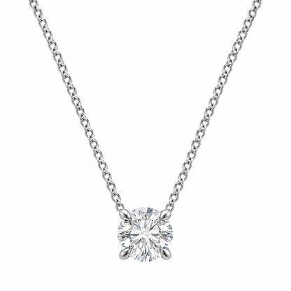 Solitaire Brilliant Cut & Invisible Halo Lab Grown Diamond Necklace