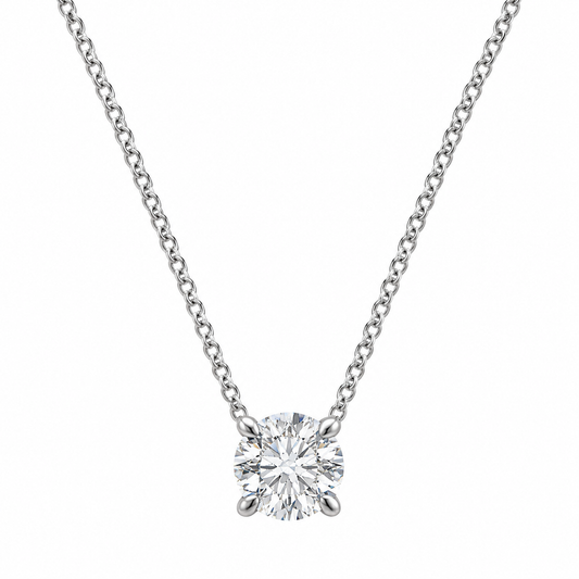 Solitaire Brilliant Cut & Invisible Halo Lab Grown Diamond Necklace