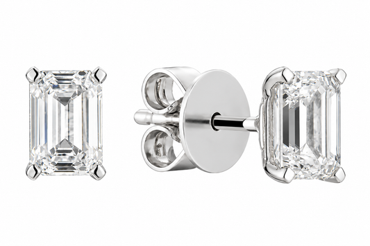 Solitaire Emerald Cut Stud Lab Grown Diamond Earring