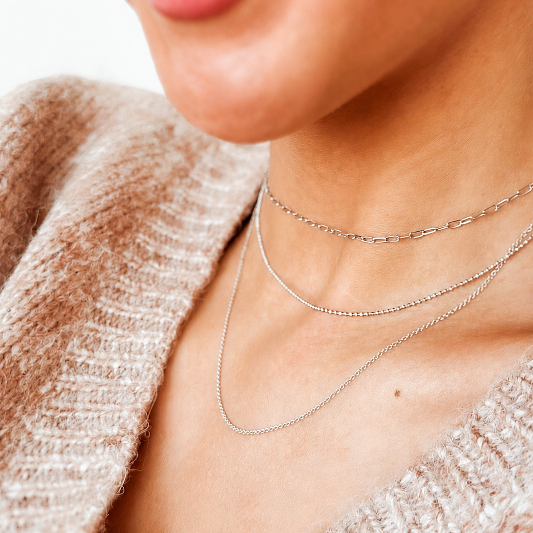 Plated Sterling Silver Cable Chain Necklace