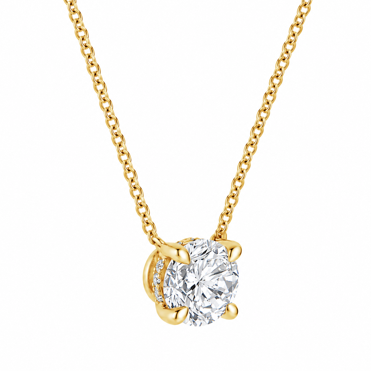 Solitaire Brilliant Cut & Invisible Halo Lab Grown Diamond Necklace