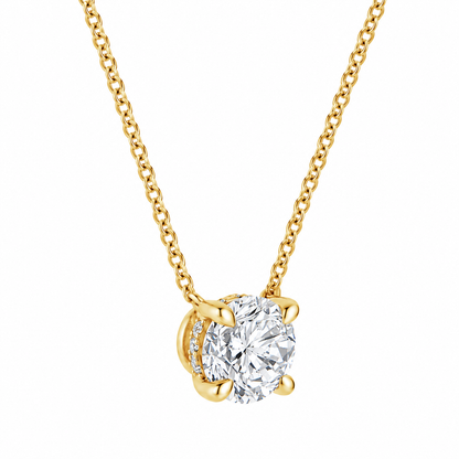 Solitaire Brilliant Cut & Invisible Halo Lab Grown Diamond Necklace