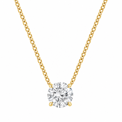 Solitaire Brilliant Cut & Invisible Halo Lab Grown Diamond Necklace