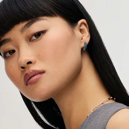 H&B Small Two-Tone Reversible Sparkle Hoop Earrings