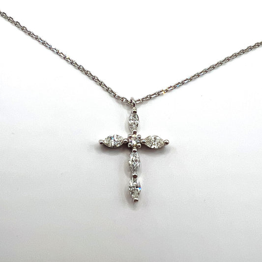 "Alison" 18k White Gold Necklace with Cross Pendant
