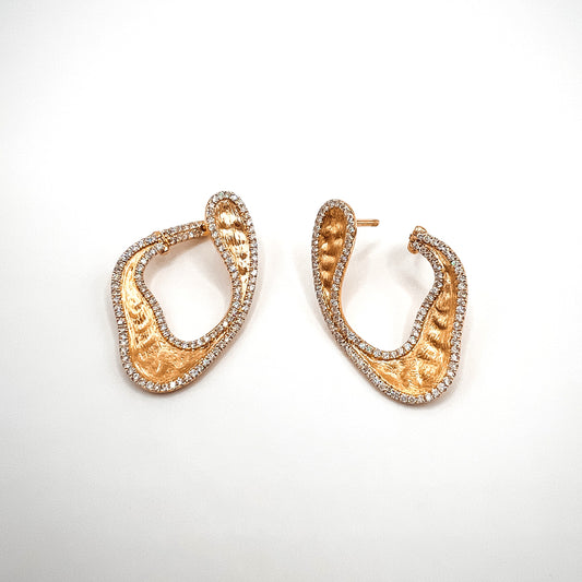 CLARTÉ - "Whitney"  14k Yellow Gold Diamond Hoop Earrings