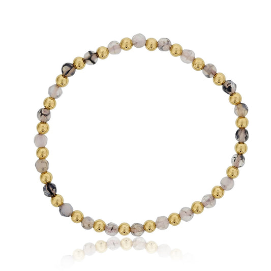Gemstone Bracelet with Alternating Gold Filled Beads