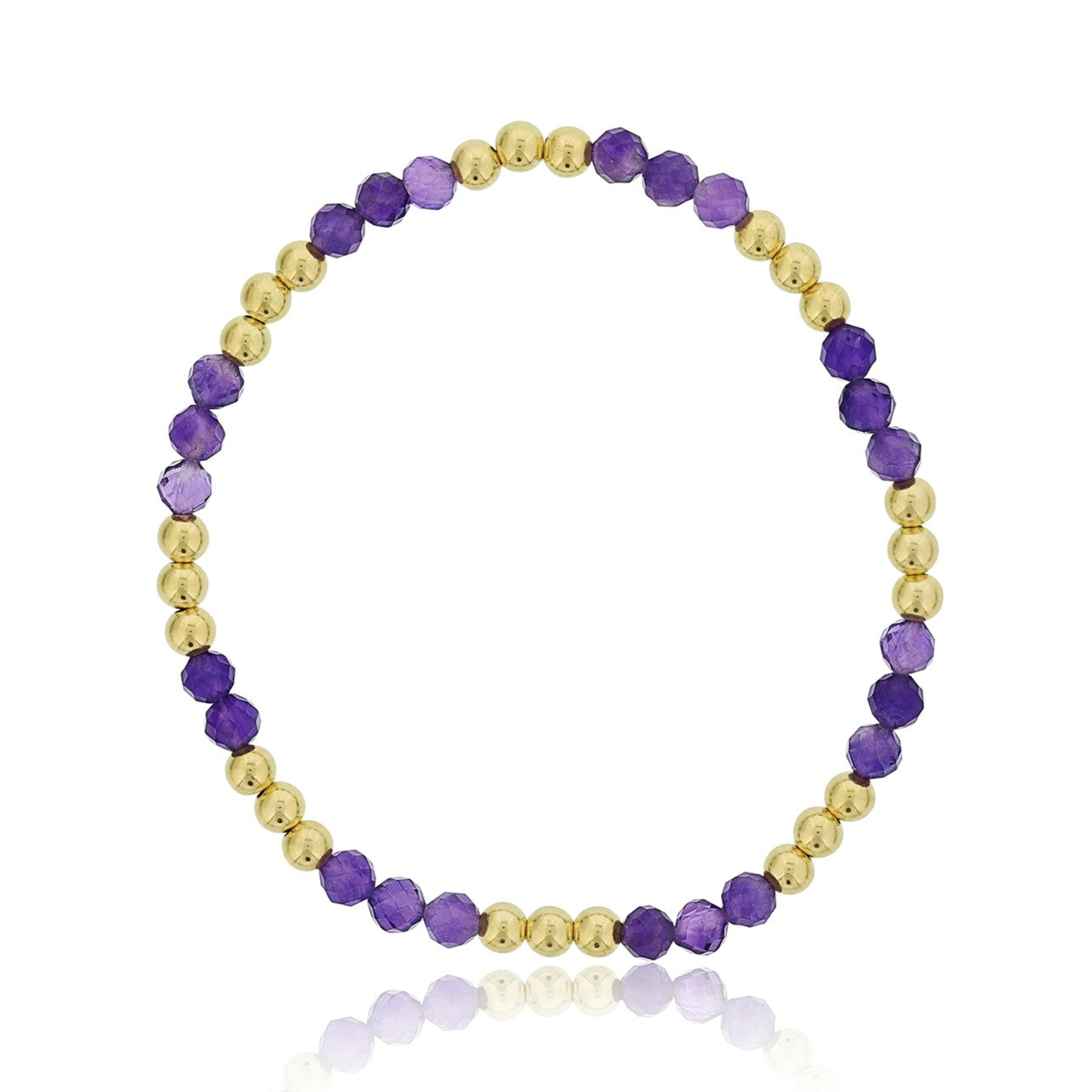 Gemstone Bracelet with Triple Alternating Gold Filled Beads
