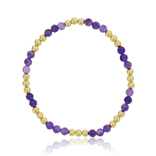 Gemstone Bracelet with Triple Alternating Gold Filled Beads