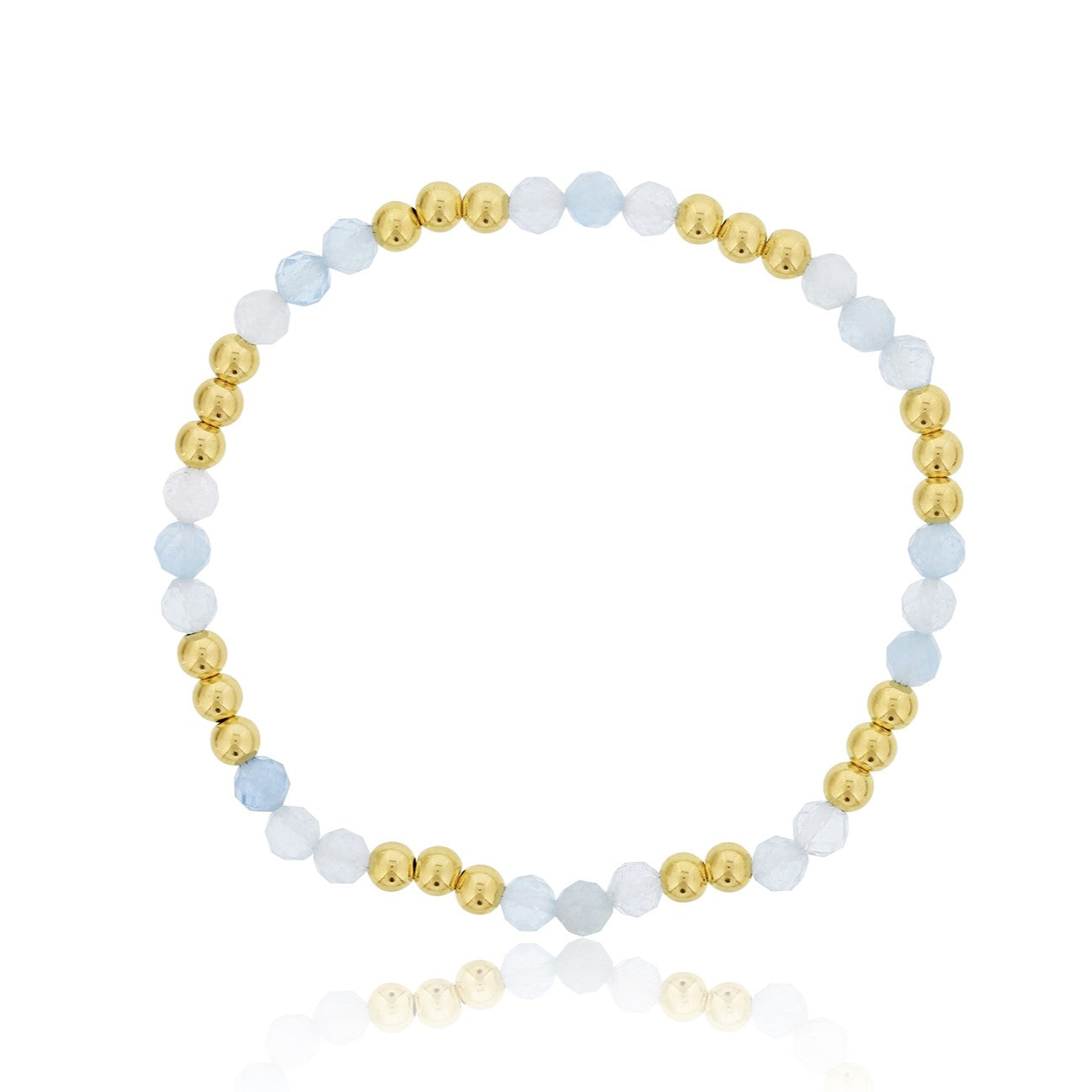 Gemstone Bracelet with Triple Alternating Gold Filled Beads