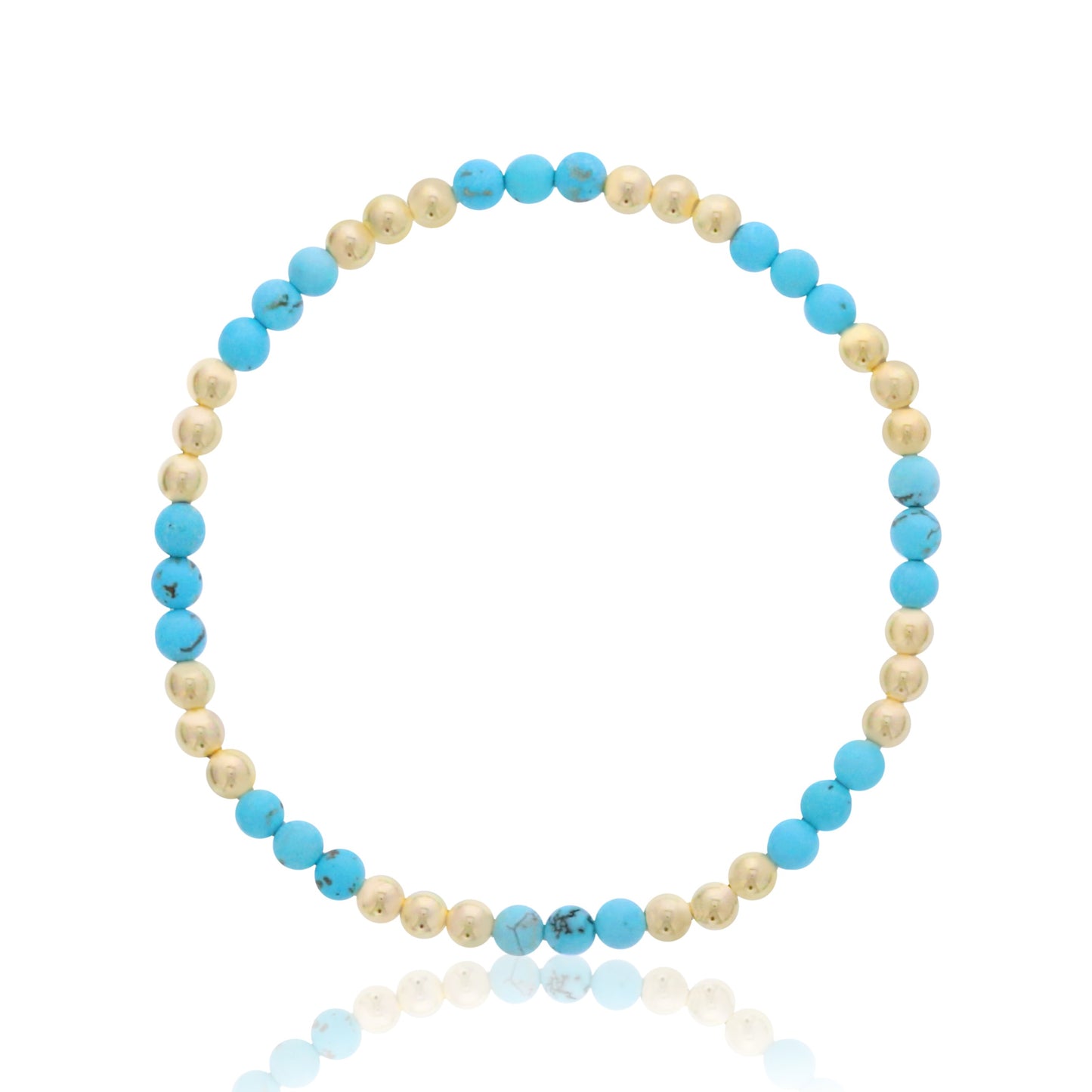 Gemstone Bracelet with Triple Alternating Gold Filled Beads
