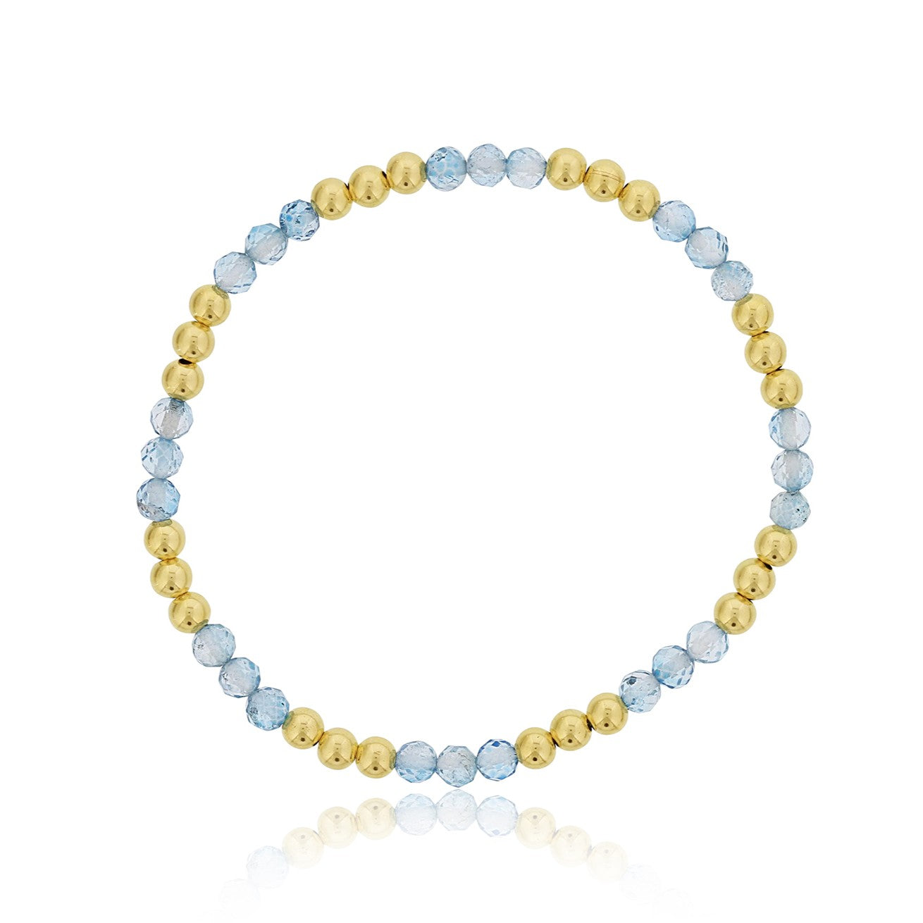 Gemstone Bracelet with Triple Alternating Gold Filled Beads