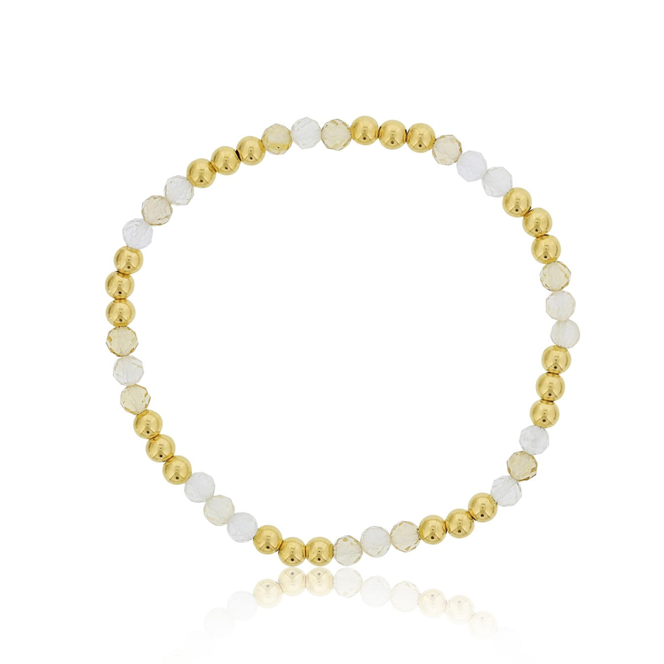 Gemstone Bracelet with Triple Alternating Gold Filled Beads