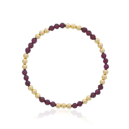 Gemstone Bracelet with Triple Alternating Gold Filled Beads