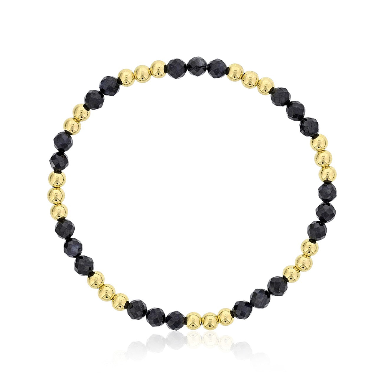 Gemstone Bracelet with Triple Alternating Gold Filled Beads