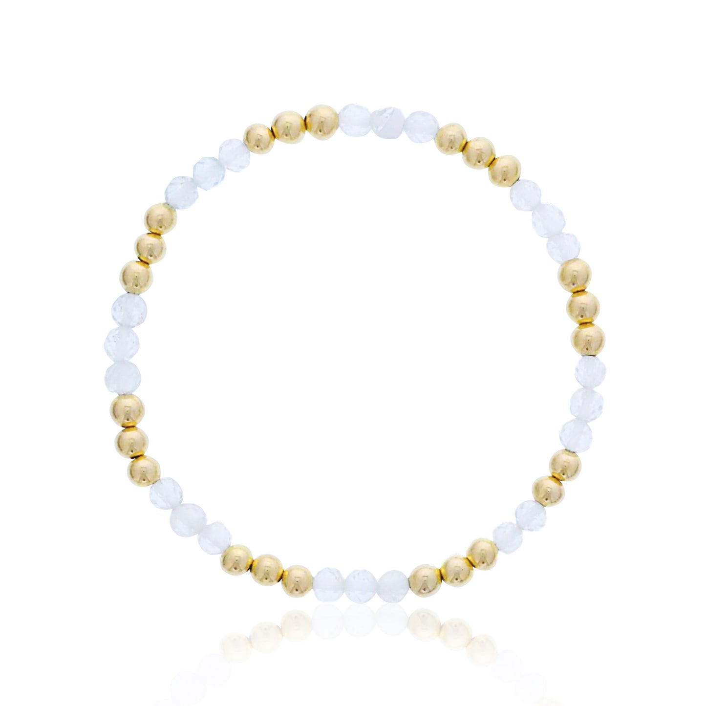 Gemstone Bracelet with Triple Alternating Gold Filled Beads