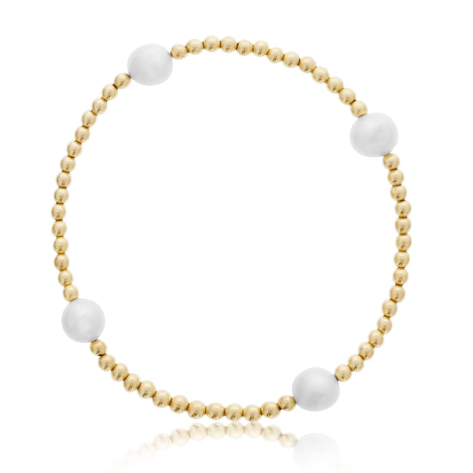 Gold Filled Bead Bracelet with Pearls