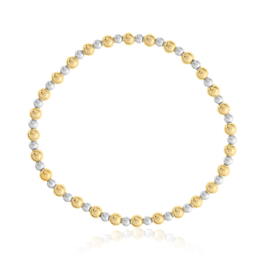 Gold Filled Bead Bracelet with Alternating Sterling Silver Beads