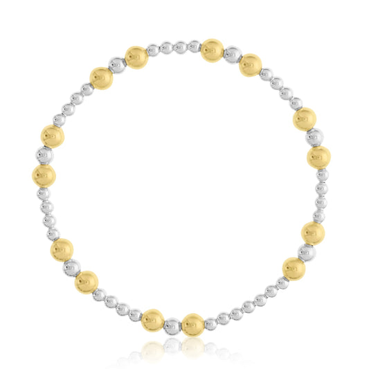 Sterling Silver Bead Bracelet with Alternating Gold Filled Beads