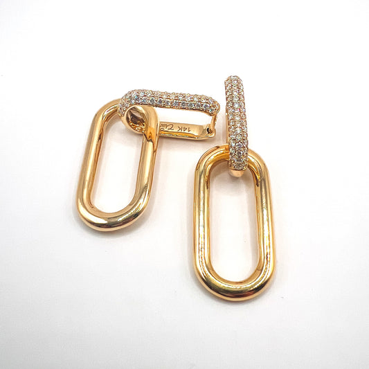 "Seraphine" 14K Gold Pave Diamond Hoops